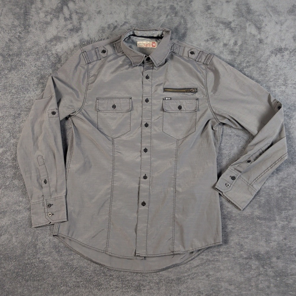 Sovereign Code Long Sleeve Button Up Shirt Men's Medium Gray